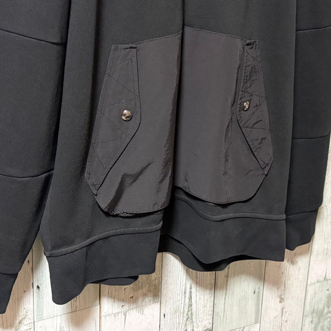 ポロラルフローレン　刺繍ロゴ　ジップパーカー　素材切替デザイン　黒　L