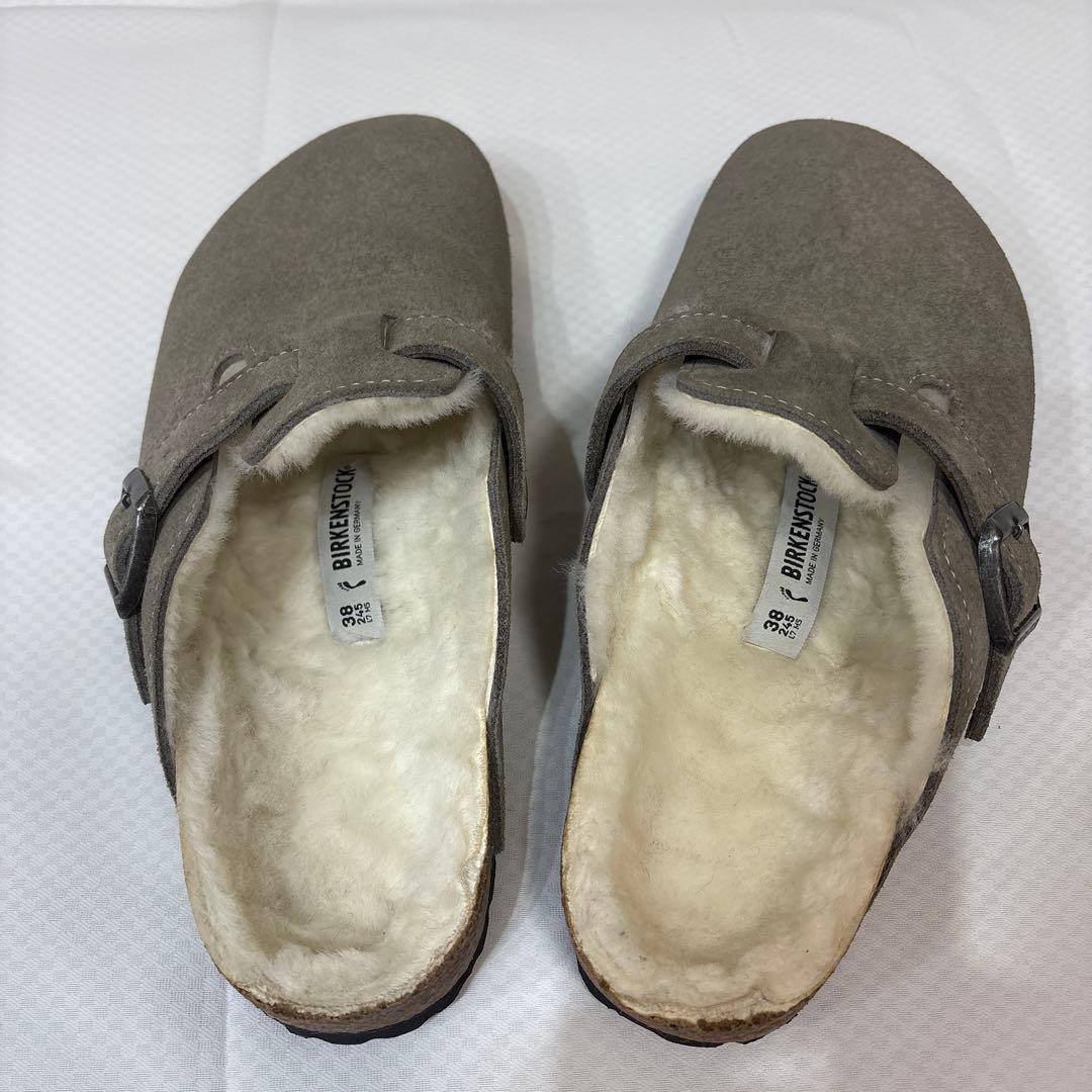 birkenstock グレー　スエード　ファー