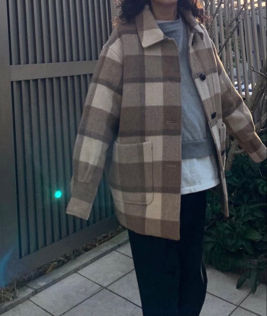 WOOLチェックMIDIUMコート
