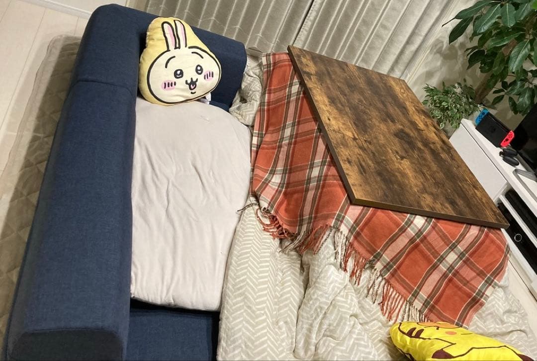 本体と布団類セット！ニトリ　ヴィンテージこたつ　ブラウン　105×70