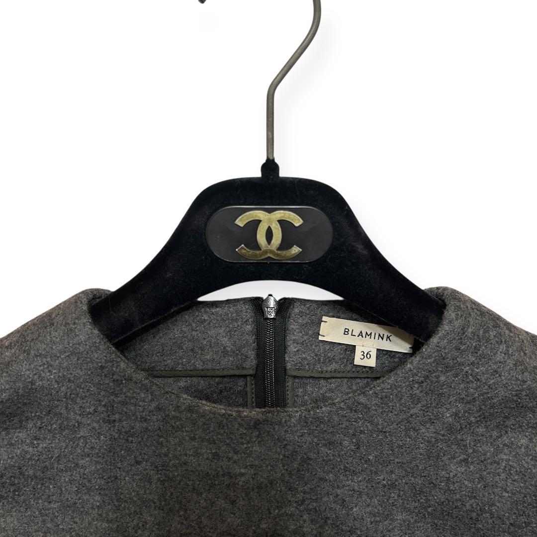 希少✨BLAMINK バッグジップ ウールプルオーバー グレー 36