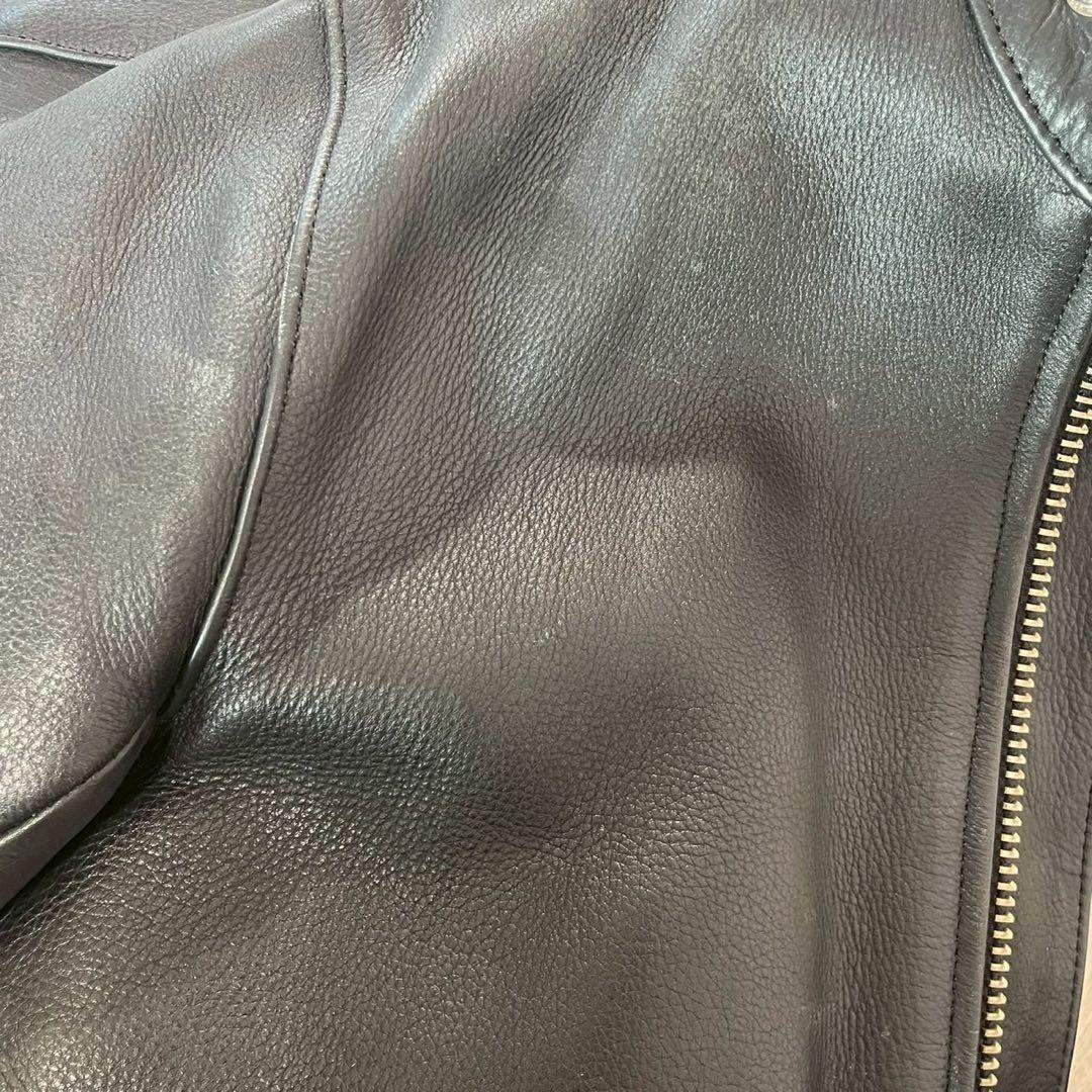 FREEDOM　牛革　シングルライダースジャケット　黒　サイズ32(S-SS)