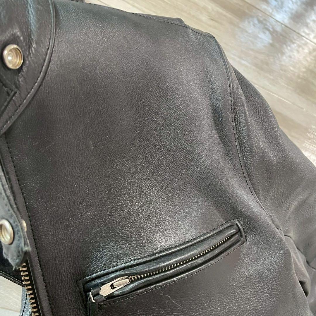 FREEDOM　牛革　シングルライダースジャケット　黒　サイズ32(S-SS)