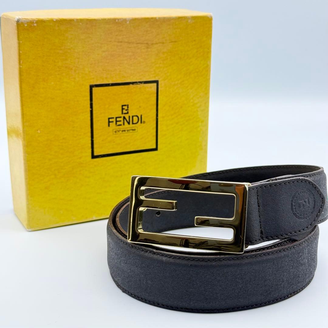 ✨良品✨FENDI ベルト FFバックル ゴールド金具箱付 純正ベルト 男女兼用