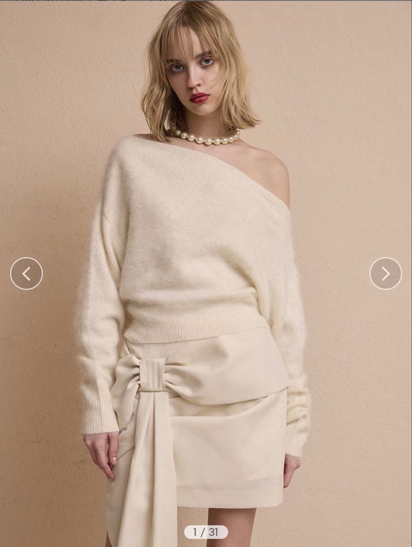 アイボリー オフショルダー ニット　eimy istoire