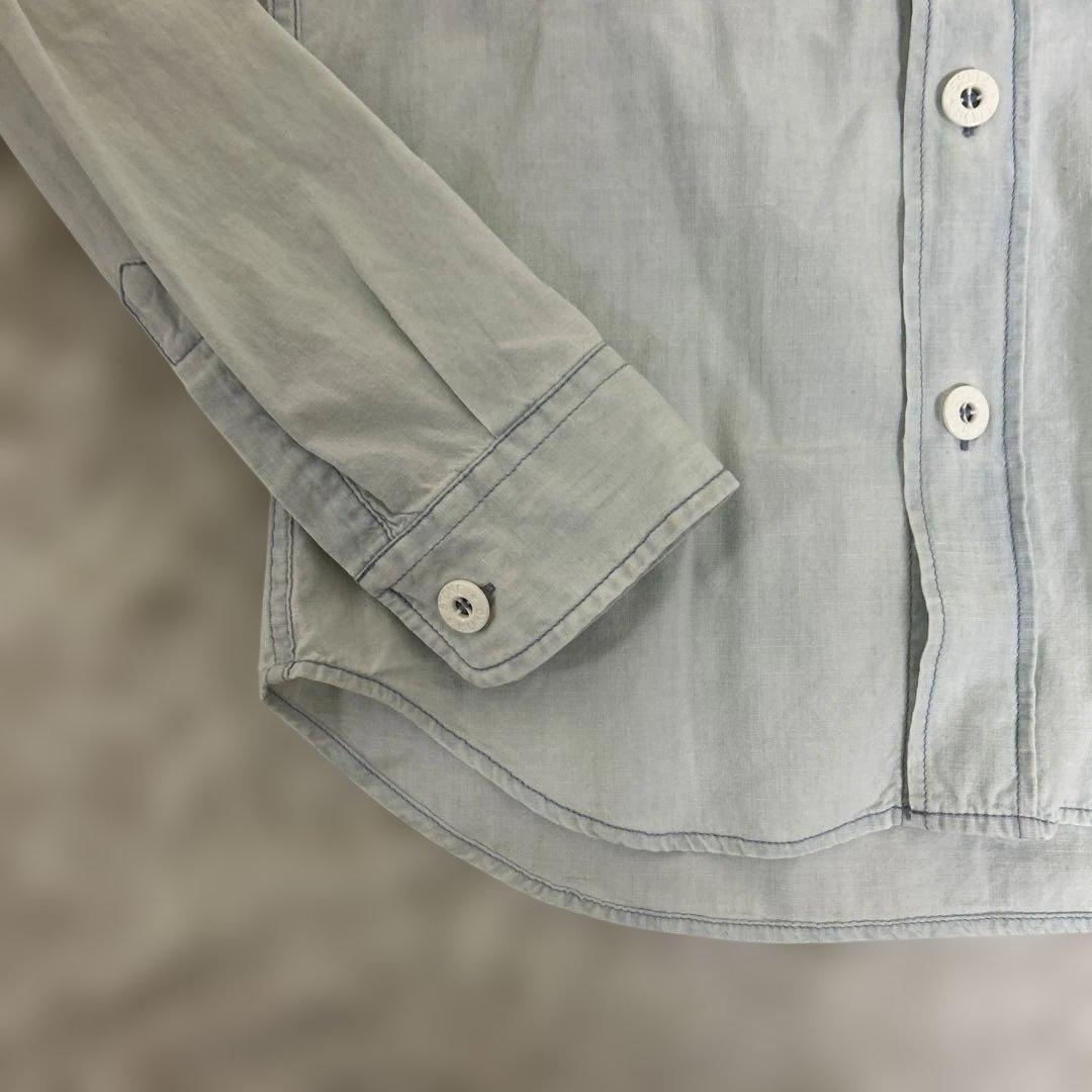 STONE  シャツジャケット　ブルゾン　水色　ワッペン　Sサイズ