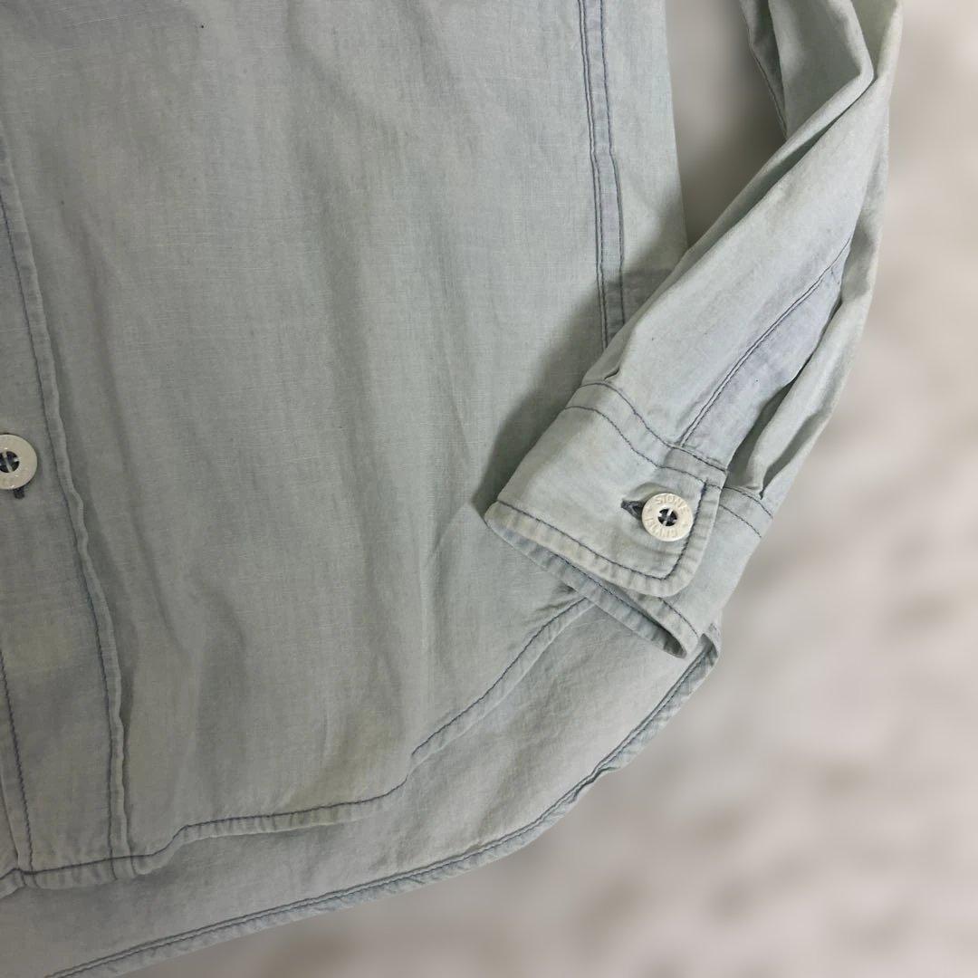 STONE  シャツジャケット　ブルゾン　水色　ワッペン　Sサイズ