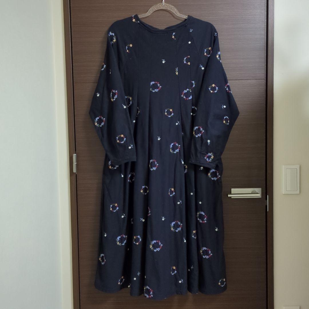 スーパーハッカ SUPER HAKKA フラワー刺繍 ワンピ フリーサイズ