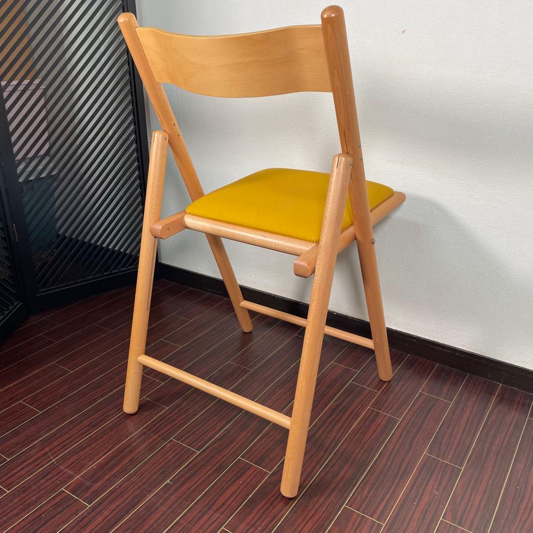 座面張替え済♪ 廃盤人気商品 無印 フォールディングチェア 折り畳みチェア 北欧