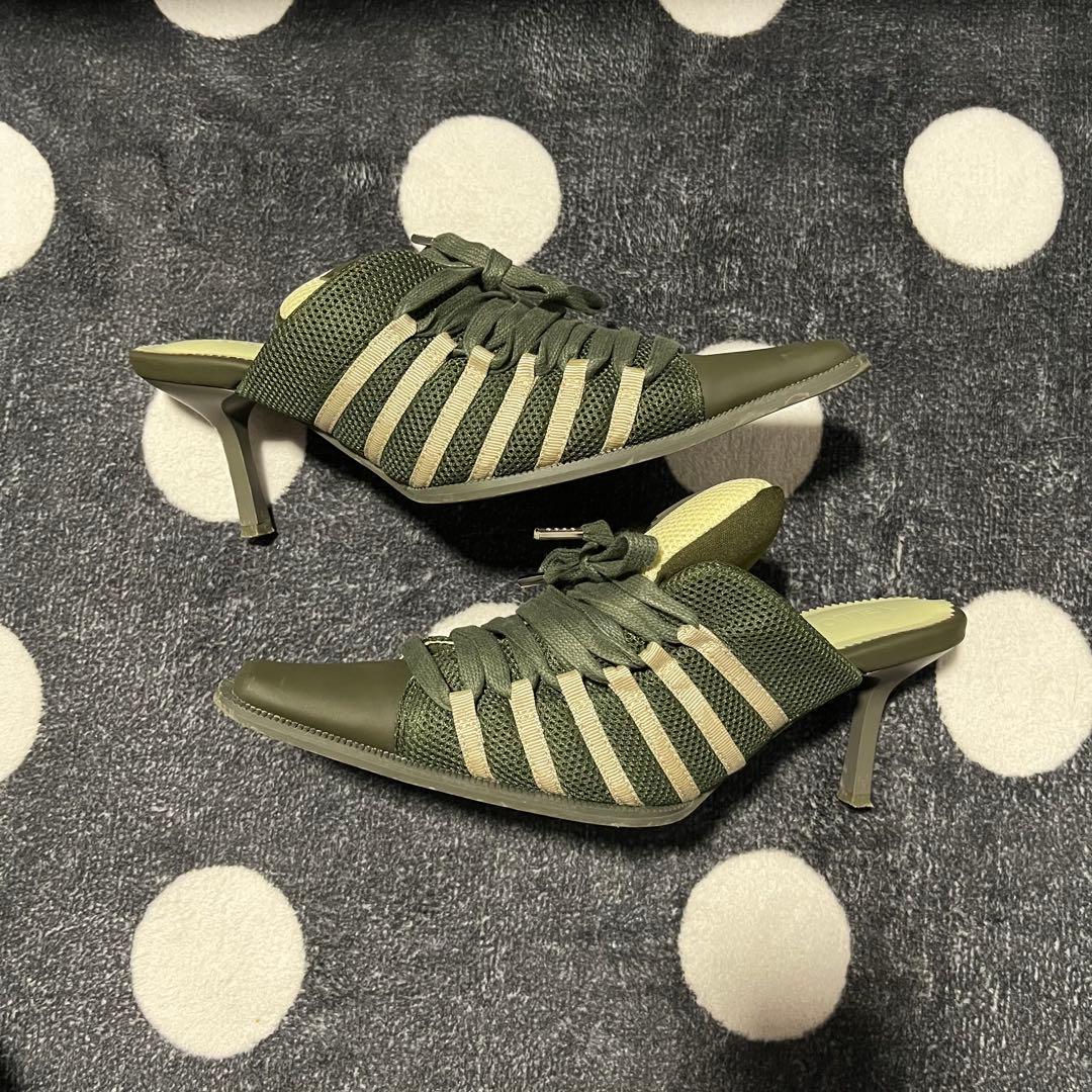 【希少】YELLO スニーカー ミュール サンダル カーキ M