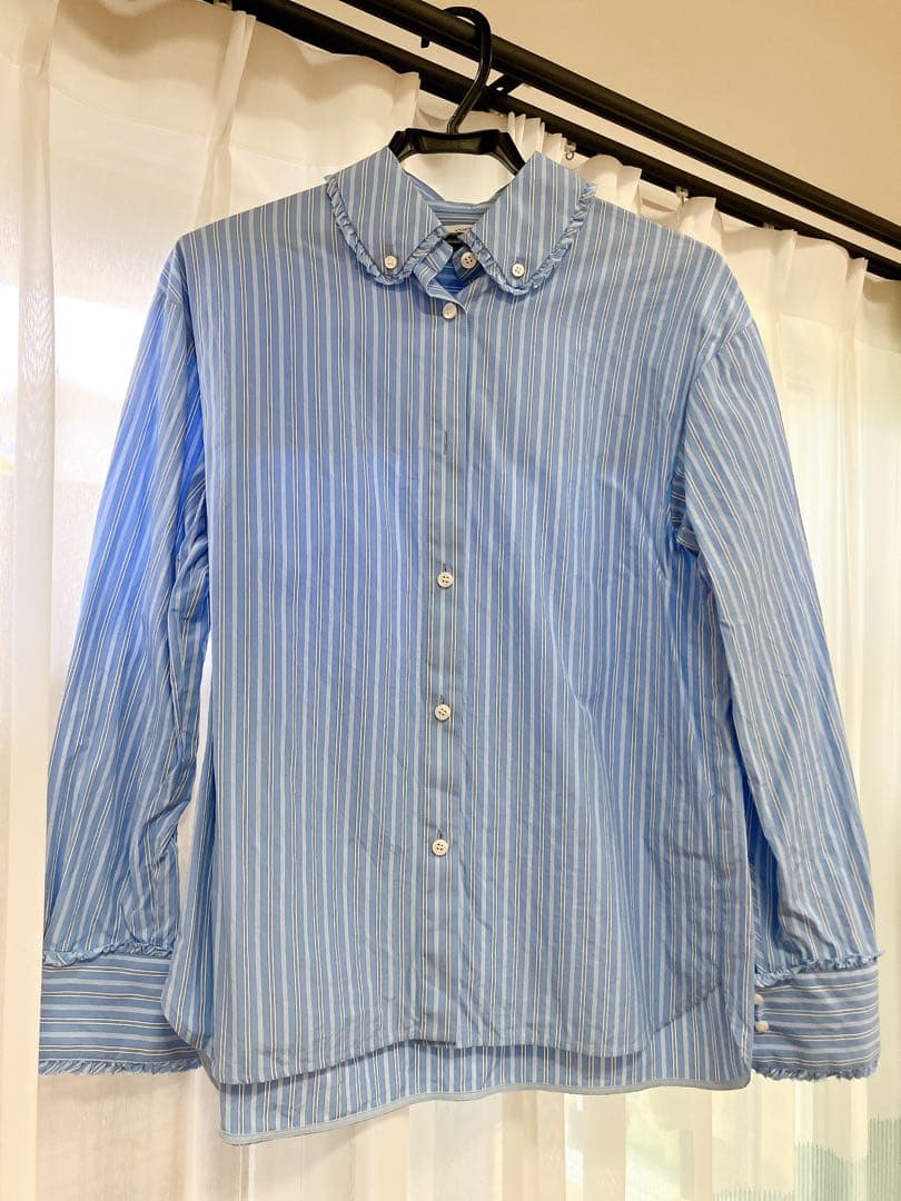 yori ミニフリルストライプシャツ ストライプ ブラウス 36