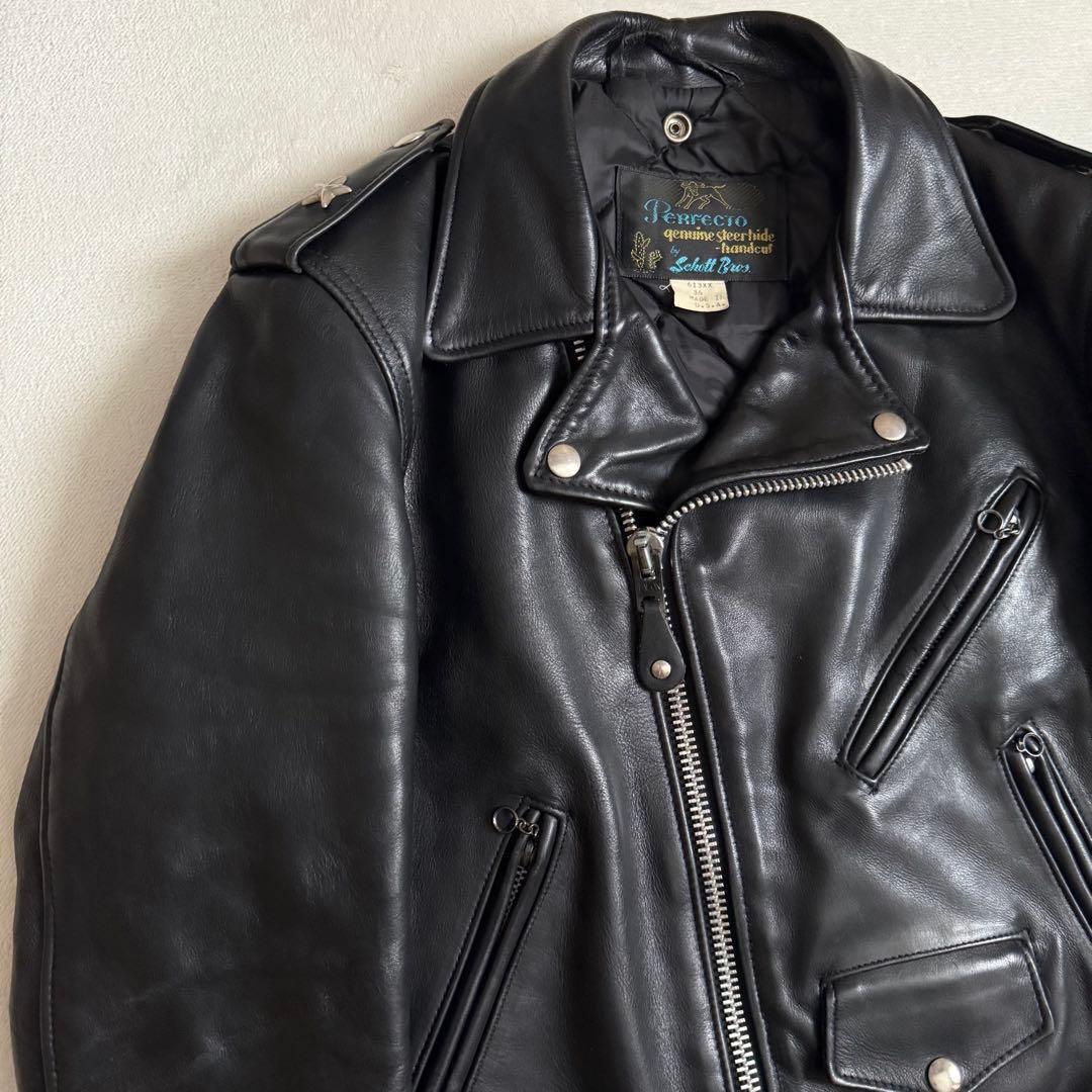 Schott 613 ダブルライダースジャケット ブラック ワンスター 36