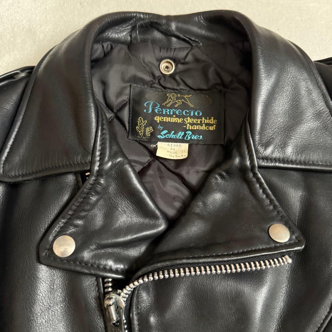 Schott 613 ダブルライダースジャケット ブラック ワンスター 36