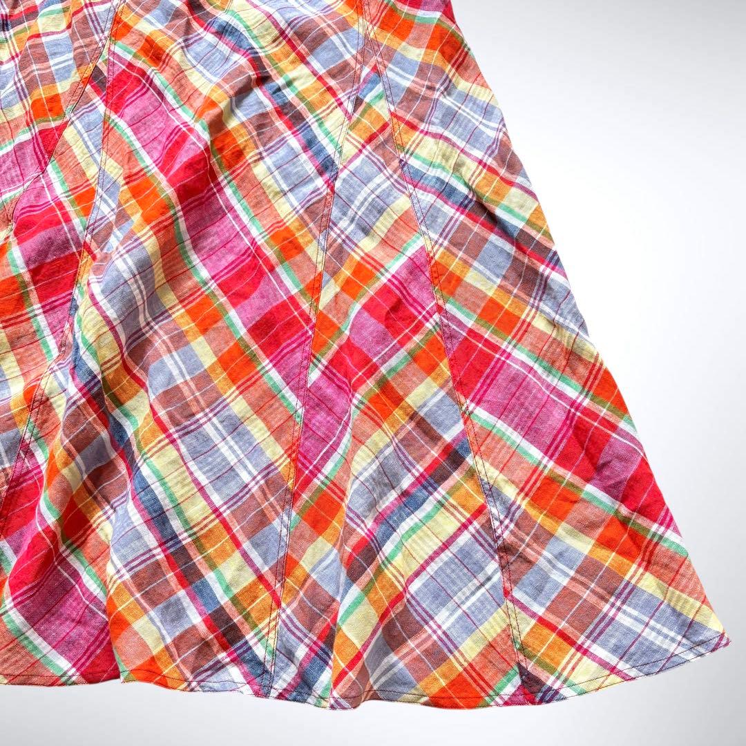 2024ss ポロラルフローレン チェックリネンラップスカート 巻きスカート 0