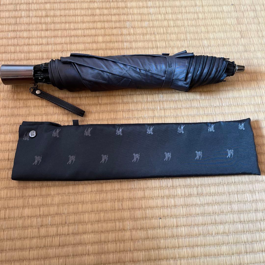 美品♪ バーバリーBurberry ホースマーク柄　折り畳み傘　ブラック