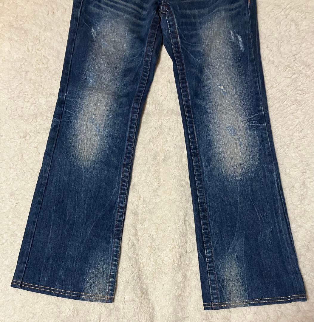 レッドペッパー　y2k 平成ギャル　刺繍 フェード ブーツカットデニム26