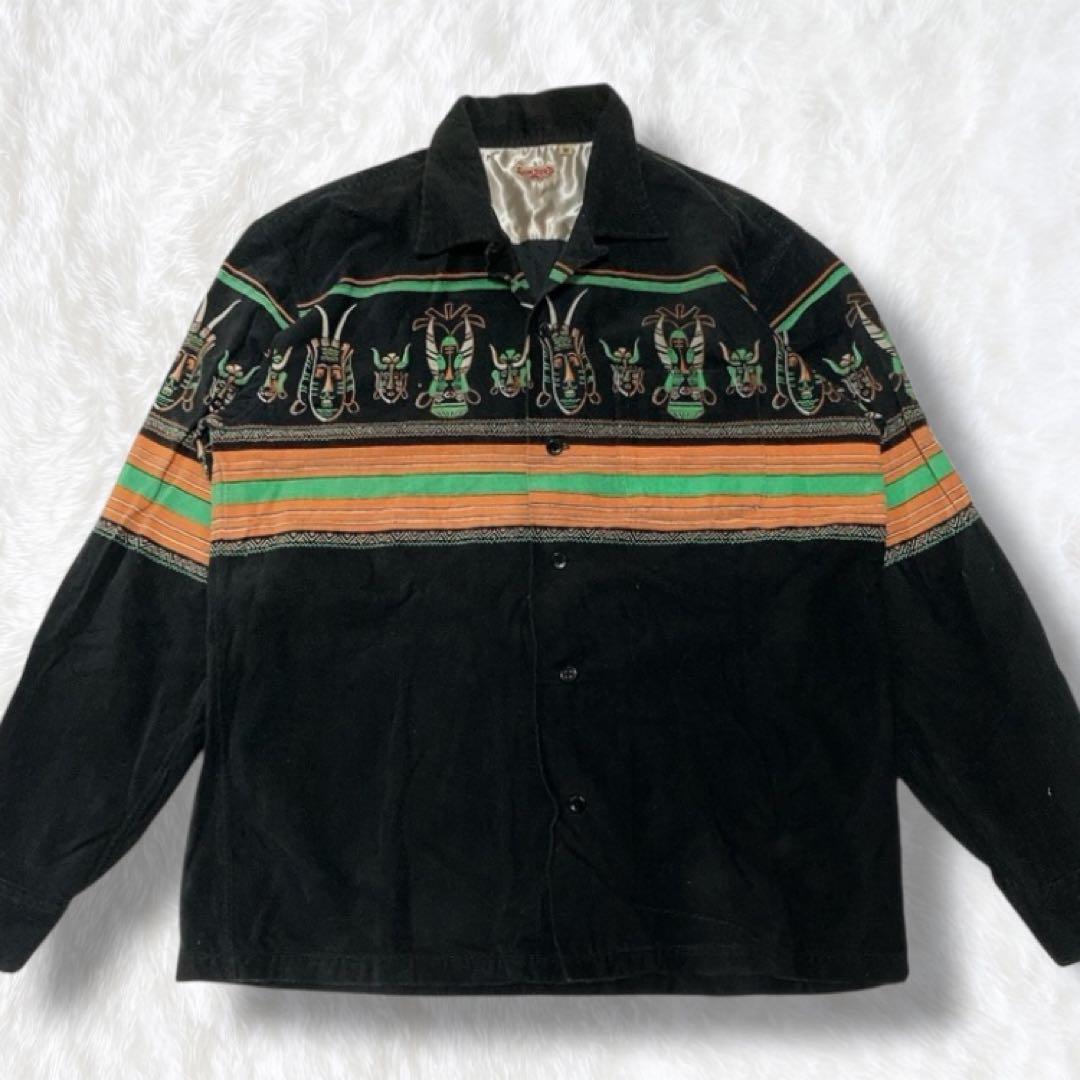 SUN SURF サンサーフ コーデュロイ 長袖シャツ M 民族柄 トライバル