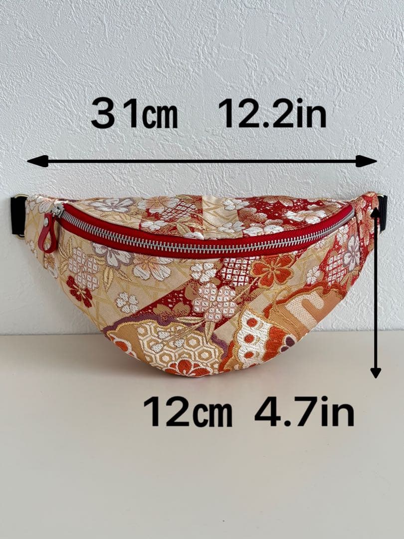 帯リメイク クロスボディバッグ｜華やかな花柄｜和モダンボディバッグ｜一点物