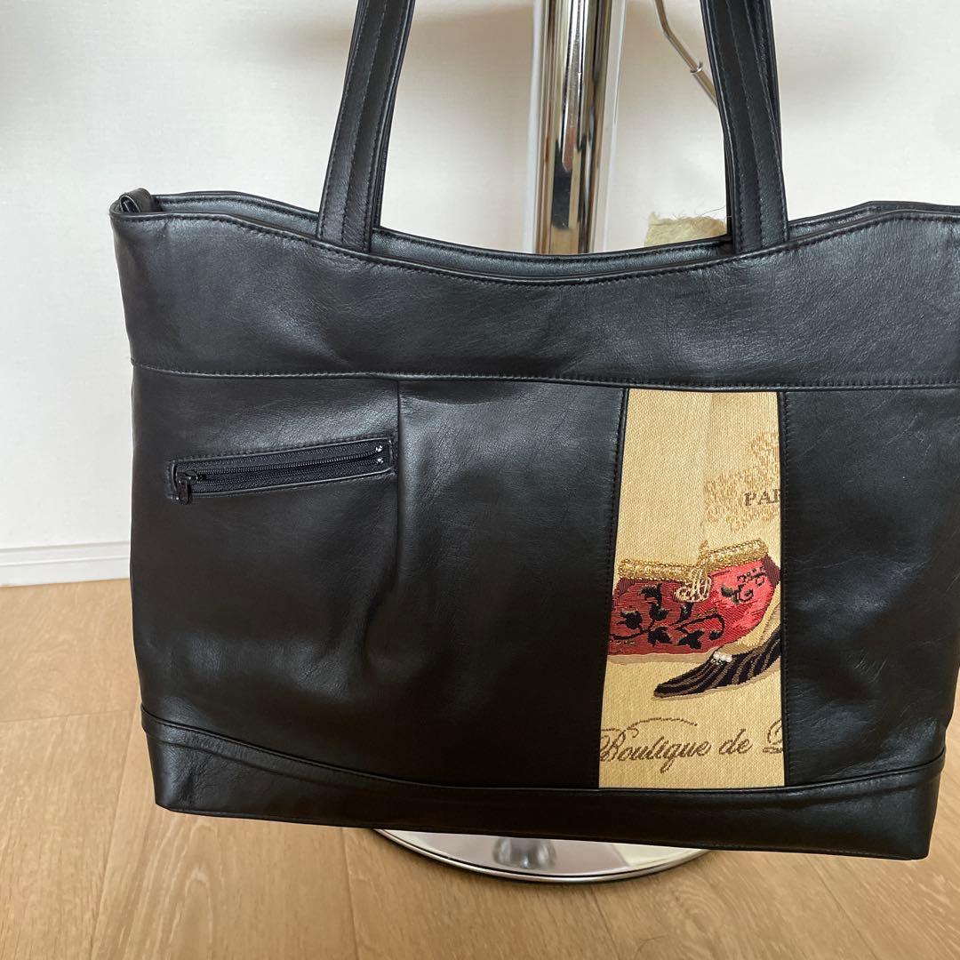 hana ゴブラン織と牛革のバック