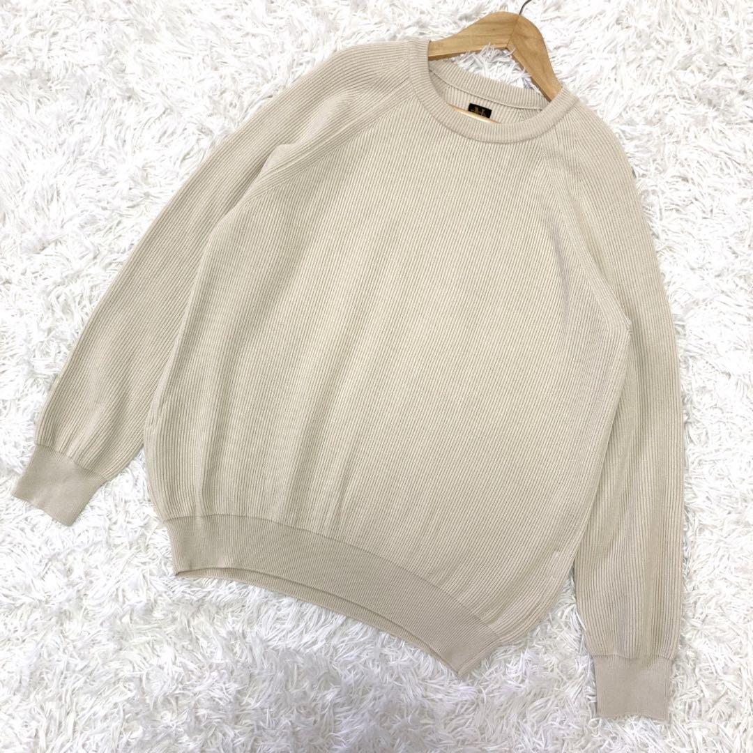BATONER ラグランスリーブ　リブ　ニット　セーター　ベージュ ウール 1