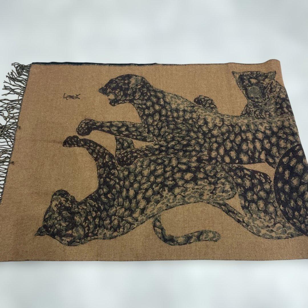 希少 サンローラン レオパード ヒョウ柄 大判ストール ウール ヴィンテージ