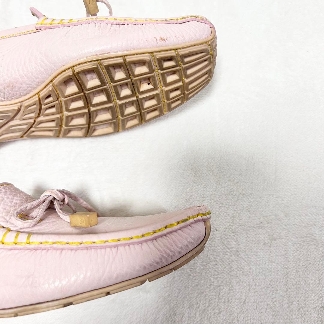 ルイ ヴィトン レザー ドライビングシューズ 37.5 ロゴリボン