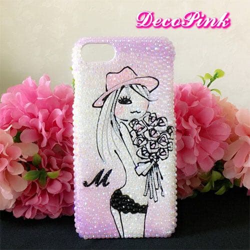 女の子 オリジナルイラスト オーダーメイド デコ電 iPhoneケース