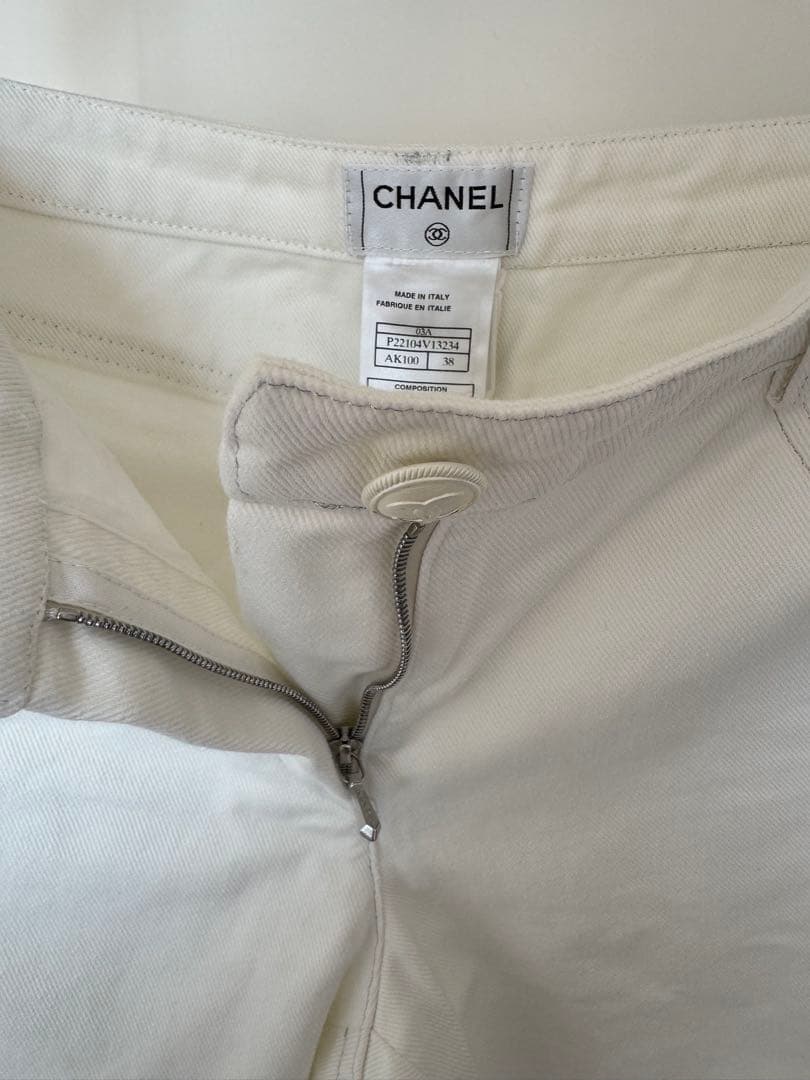 CHANEL ホワイトデニムステッチ サイズ★38