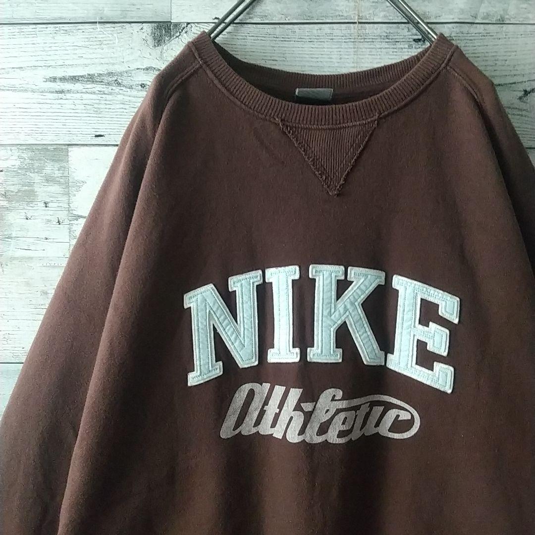 希少サイズ☆ナイキ 刺繍 センターロゴ アーチロゴ スウェット XL ブラウン