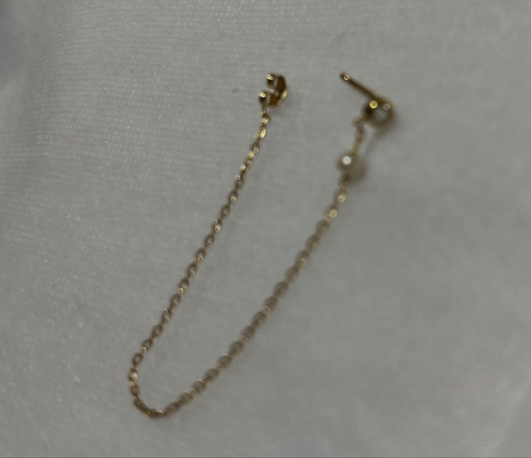 Sweet Pea ダイヤ パールチェーンループピアス 片耳 K18