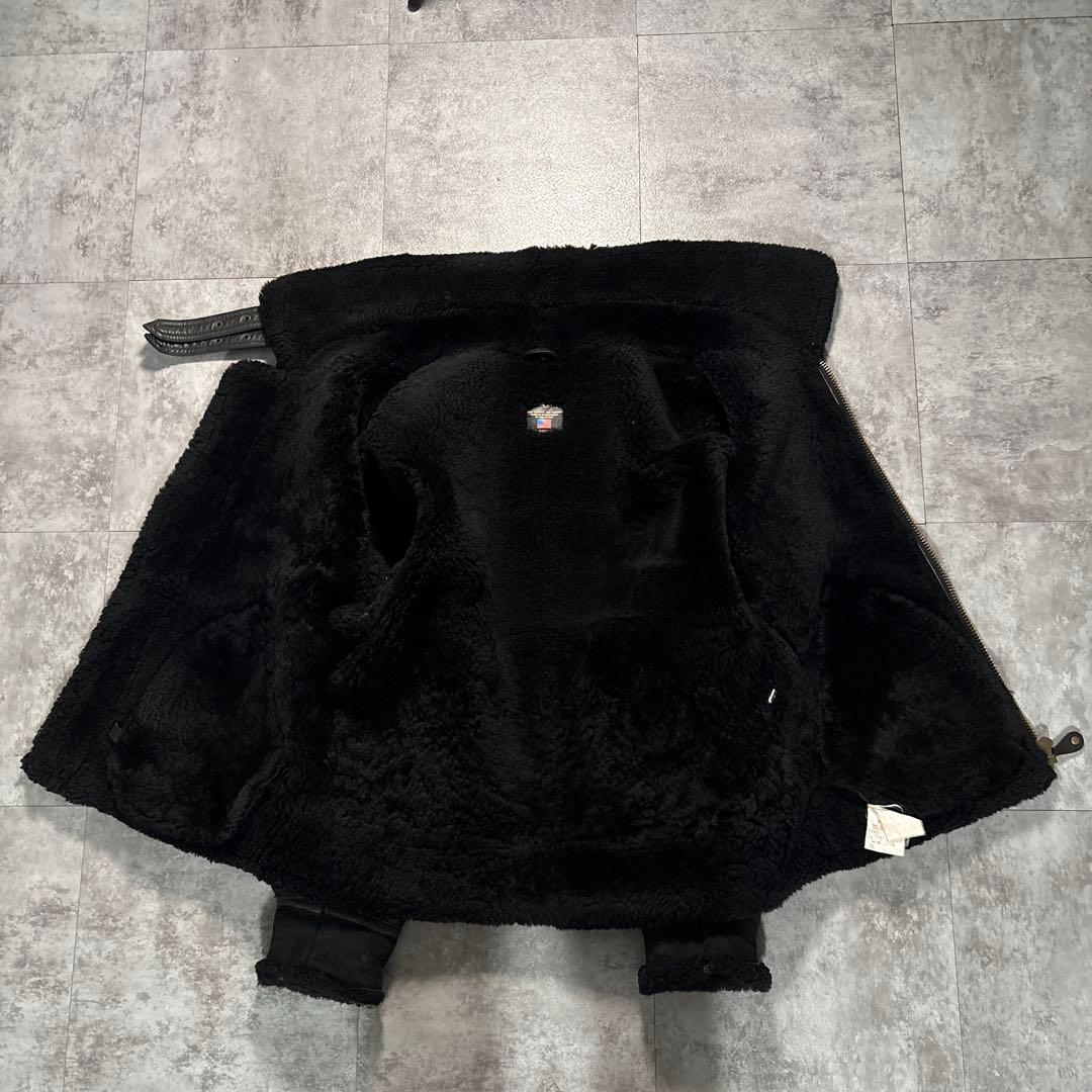 90s B-3 ムートン　フライトジャケット　ブラック　モチモチ本革　短丈　M