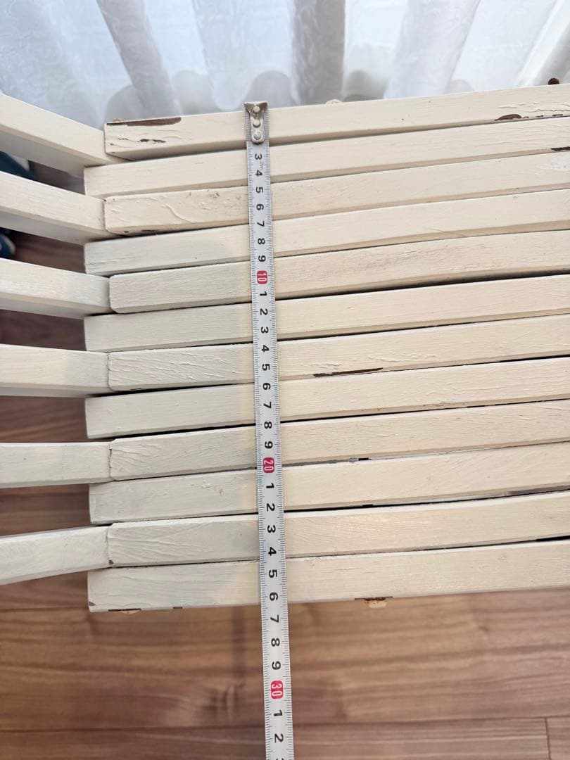 フランスアンティーク サボナローラチェア X脚 折りたたみ椅子 シャビーホワイト