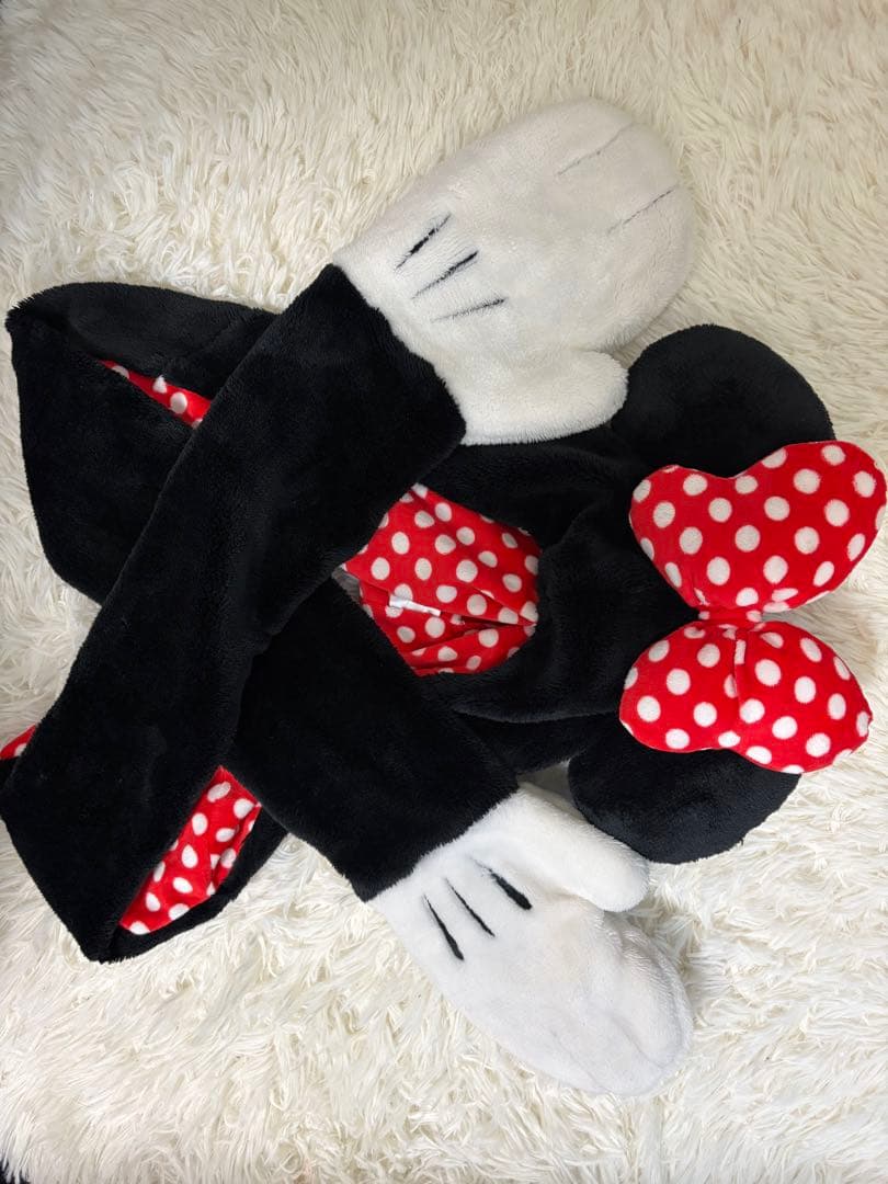 ミニーマウスマフラーキャップ、カチューシャ