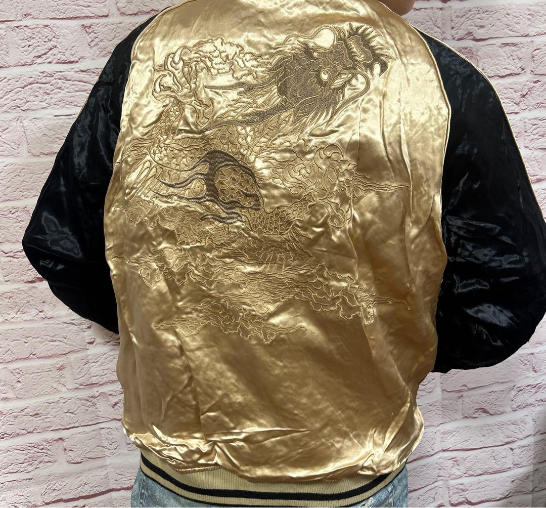 【☆圧巻の存在感☆】絡操魂 スカジャン XXL 黒 金 超激レア リバーシブル