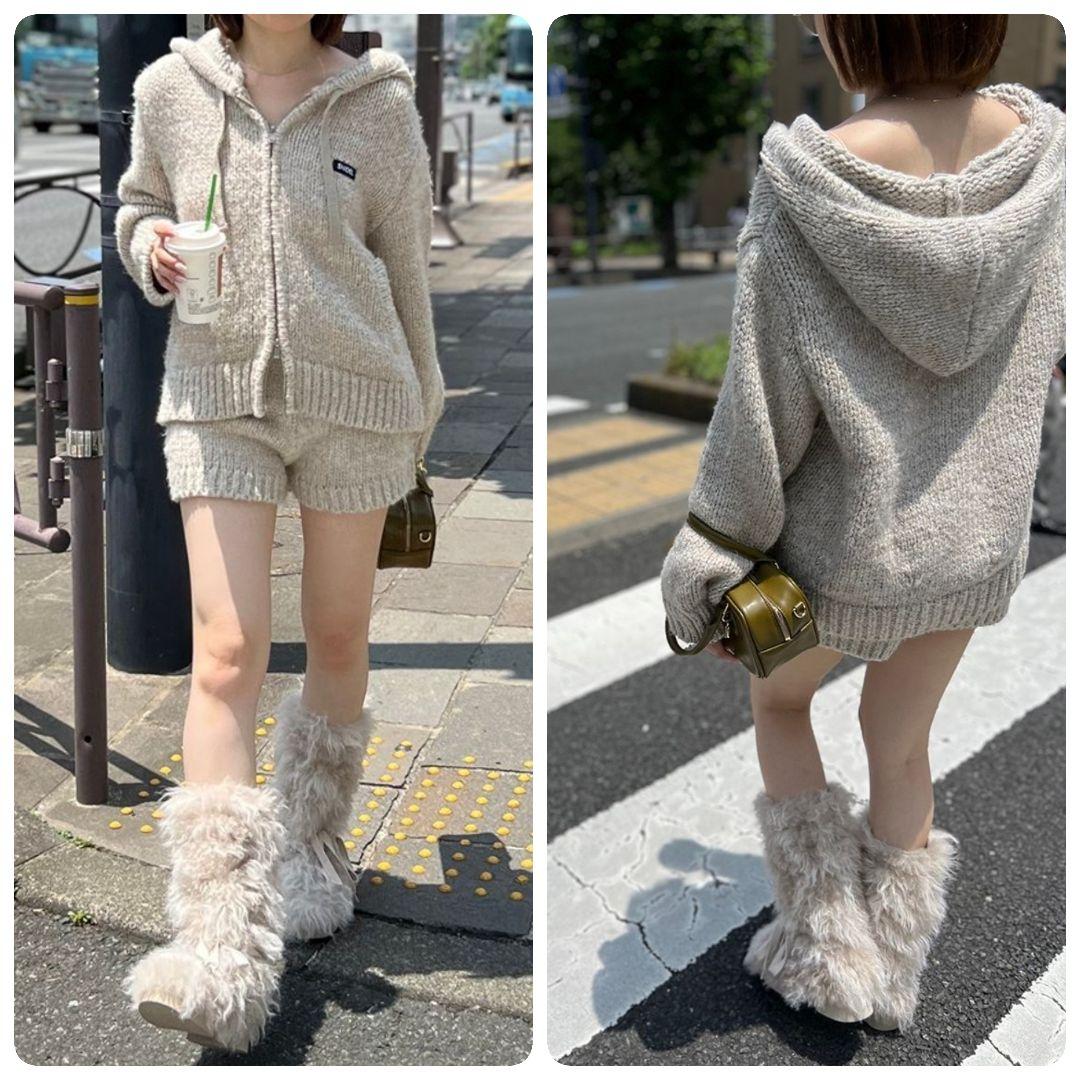 【新品 未使用】SNIDEL スナイデル レースアップファーブーツ Lサイズ 茶