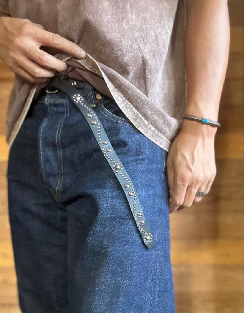 【新品未使用】スタッズナローベルト18mm幅 ダブルリーフhtcナロー好き