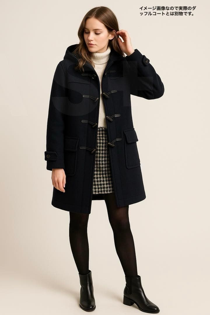 美品　バーバリーズ　ダッフルコート　ウール　ネイビー　ノバチェック　L〜XL相当