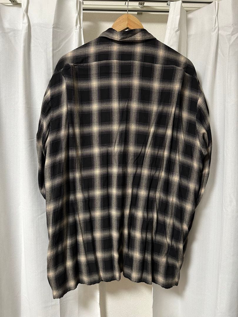 COMOLI (コモリ) レーヨンチェック オープンカラーシャツ　3