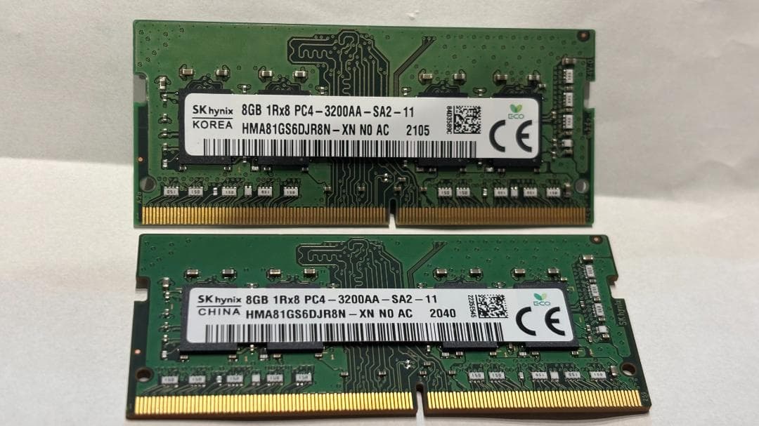 SK Hynix 8GB×2 DDR4-3200 1Rx8 ノートPC用メモリ
