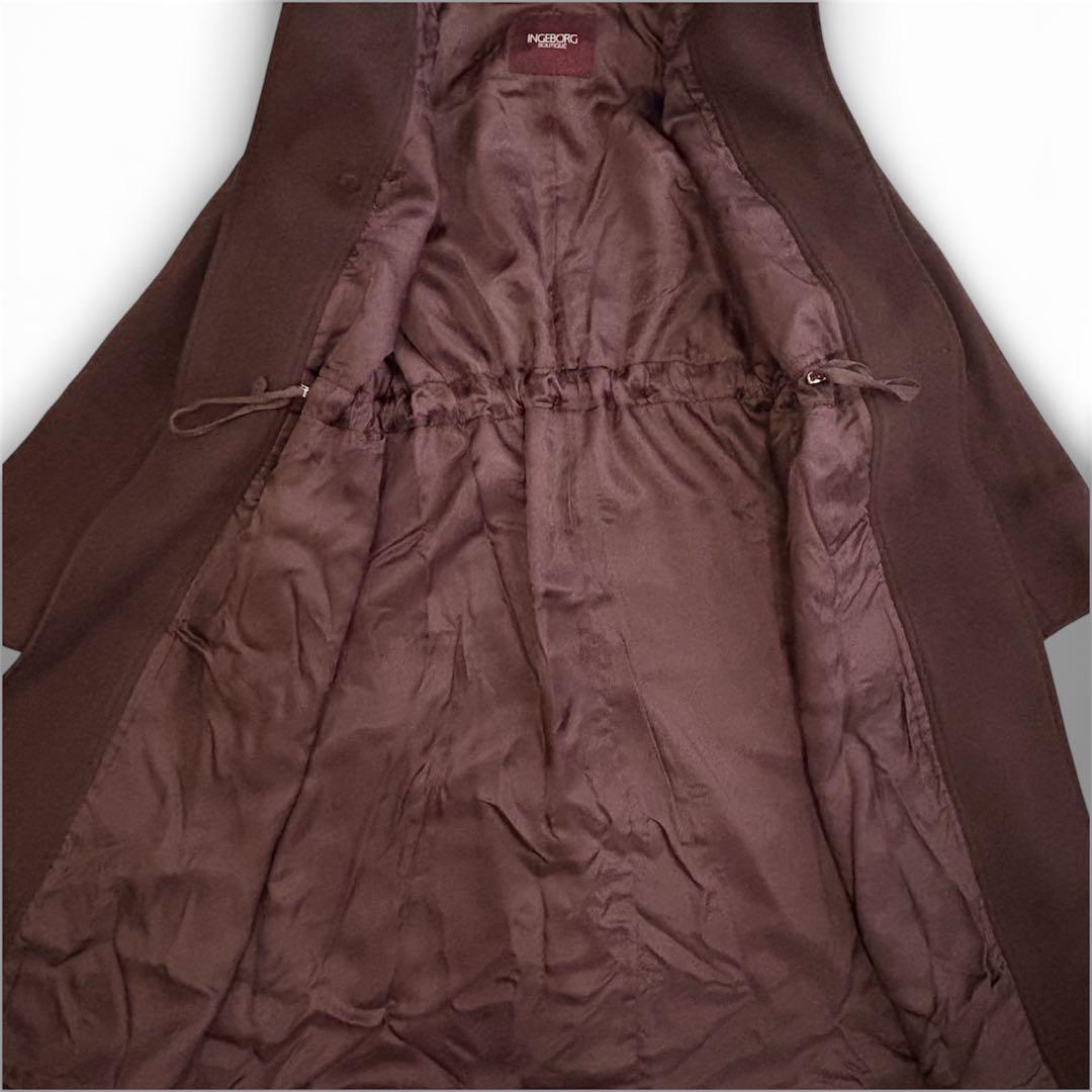 インゲボルグ ダッフルコート 4トグル Aライン　フード付き　ブラウン