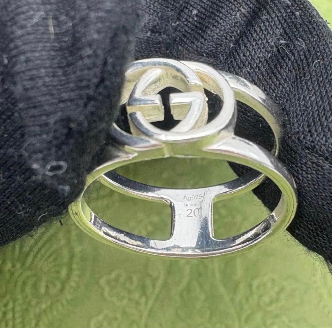 GUCCI シルバーリング インターロッキング オープン 925 20号 19号