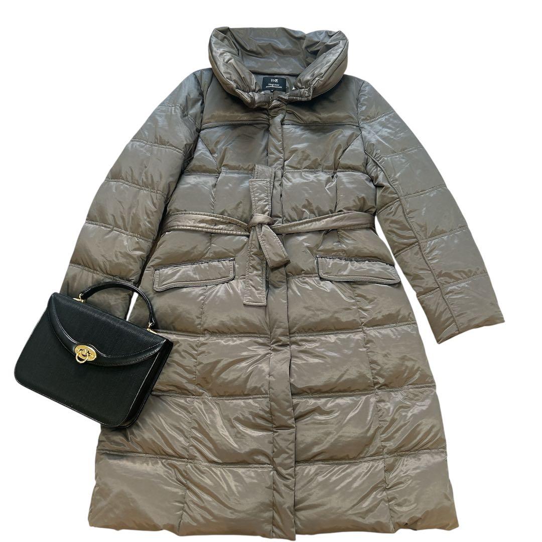 23区 ロングダウンコート ボリュームネック ブラウン 大きいサイズ 44