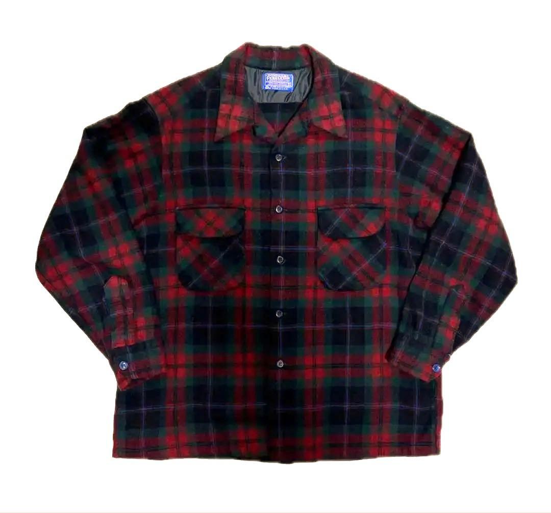 70s USA製 ペンドルトン ボードシャツ 開襟 赤系 ヴィンテージ