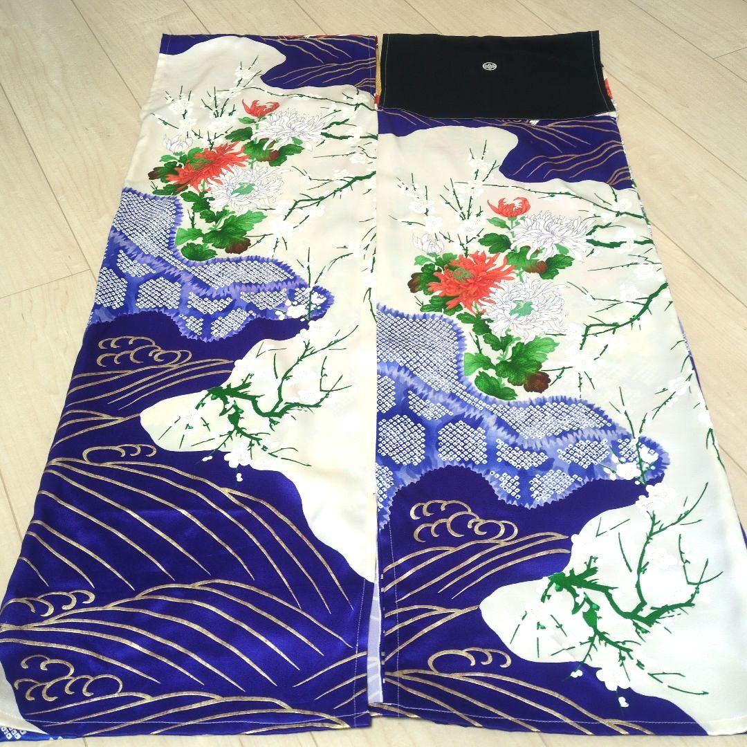 ムーミン様☆アイボリー花鳥と菊 振袖リメイクV開きワンピ*