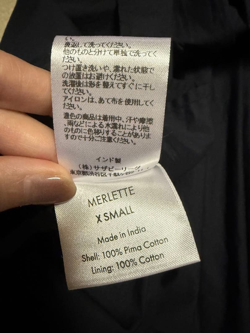 Merlette ハドソンブラック ロングスリーブ Vネック ワンピースXS