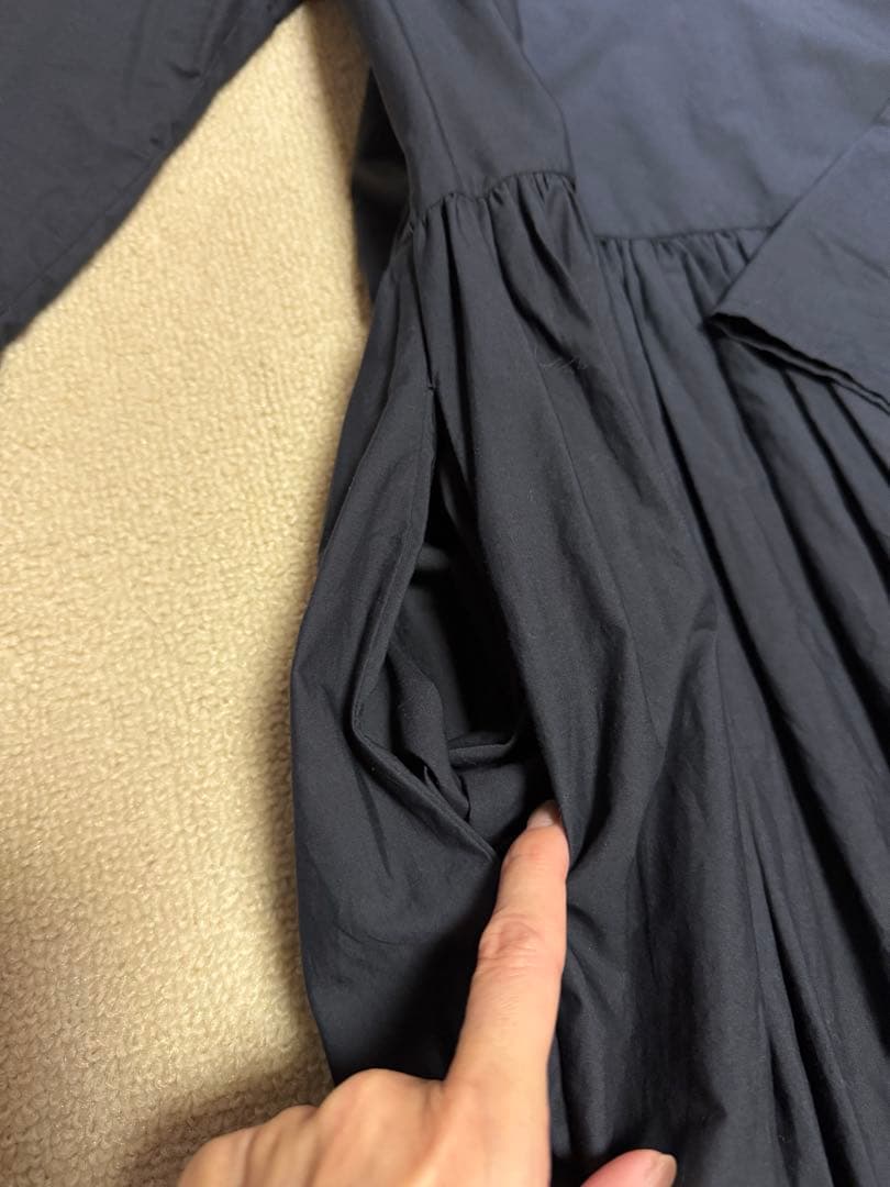 Merlette ハドソンブラック ロングスリーブ Vネック ワンピースXS