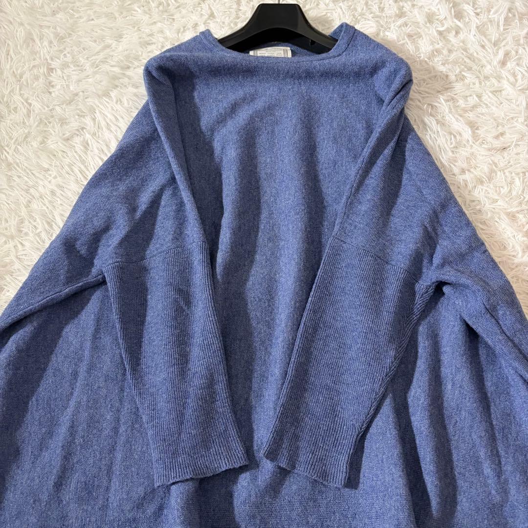 美品　ビアズリー　ビッグショートクルーネックニット　オーバーサイズ　ブルー系