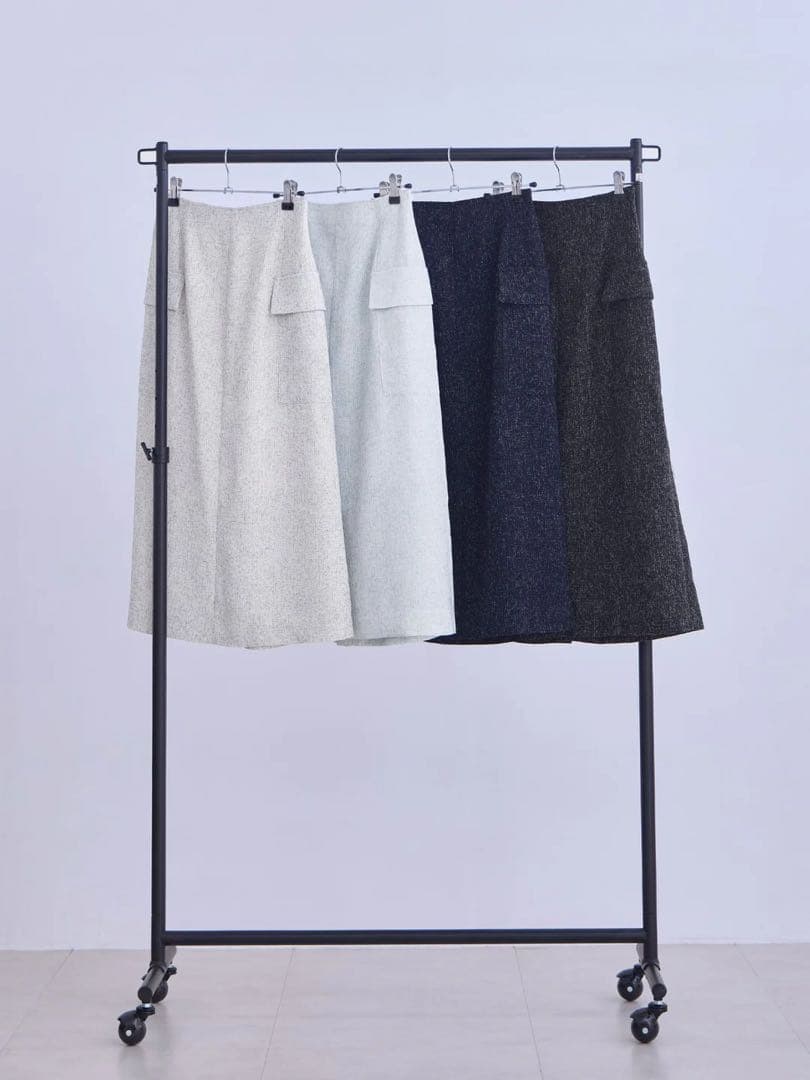 overE　ツイードライクセミタイトスカート　ホワイト　LLサイズ　オーバーイー