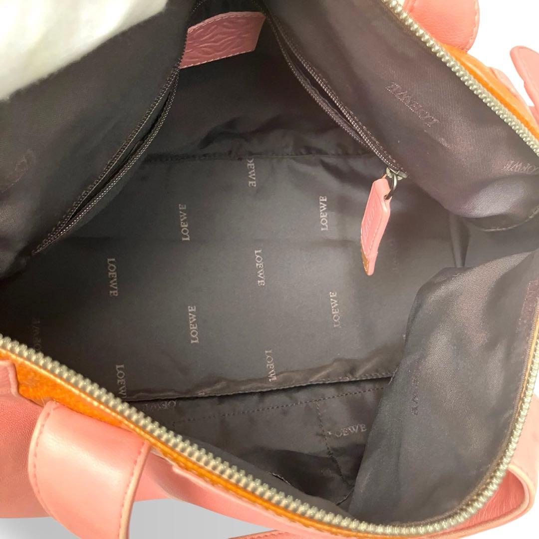 LOEWE ロエベ　ミニボストンバッグ　シープスキン　ピンク　アナグラムチャーム