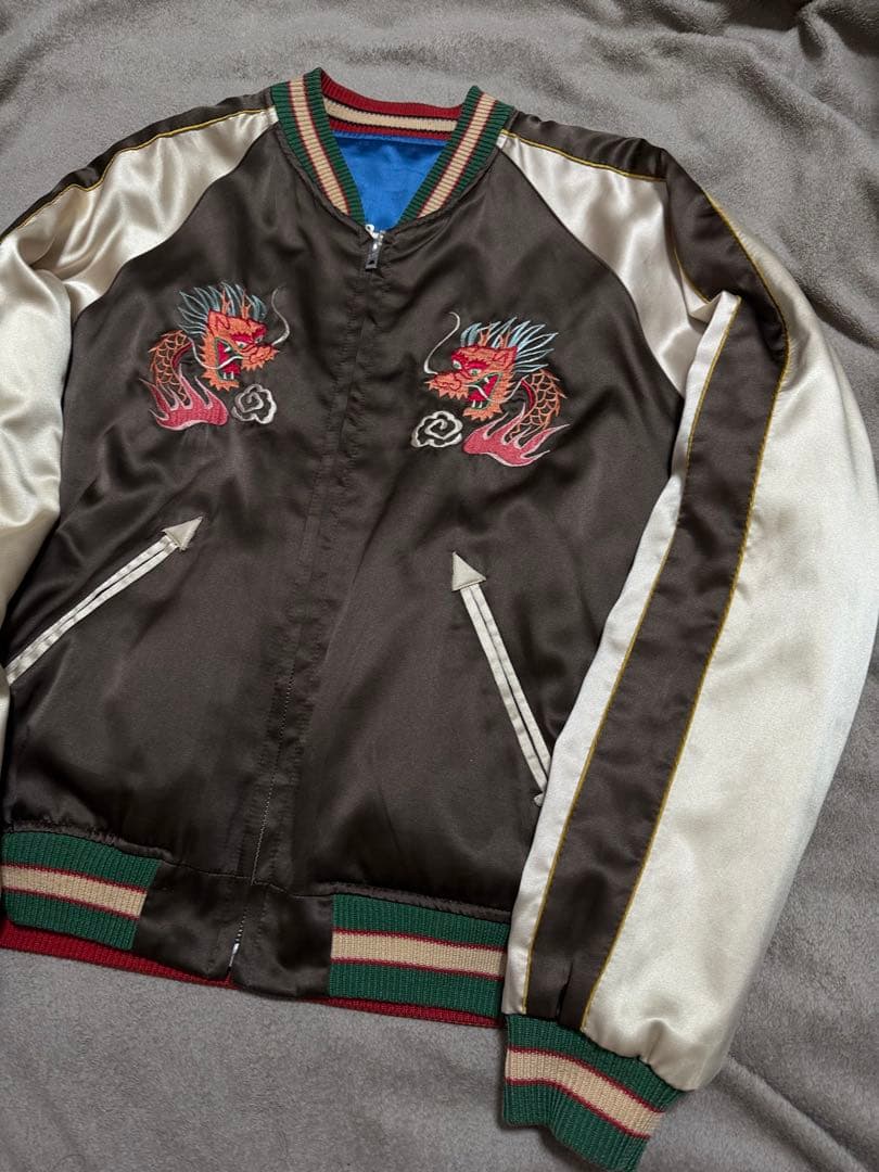 ２面用 テーラー東洋 ワシ 龍 日本限定 スカジャン サテン vintage
